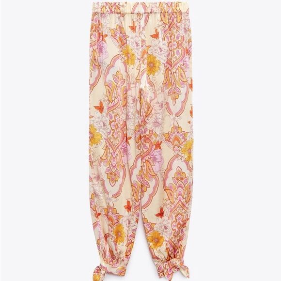 Zara Multicolored Printed Floral Pants New - Picture 4 of 7